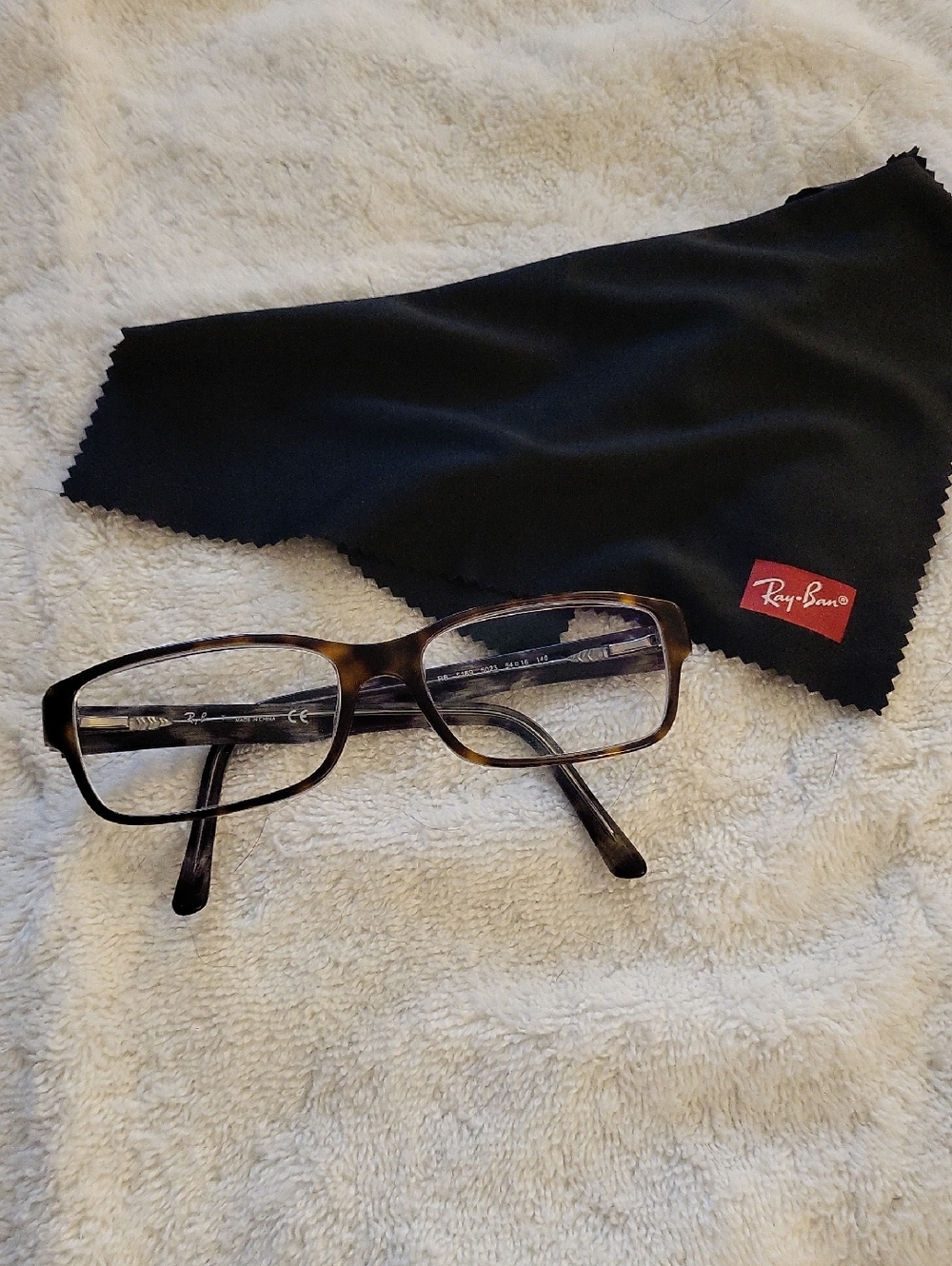 Ray-Ban Tortoiseshell Rectangular Eyeglasses Frames Only  with Black Cloth